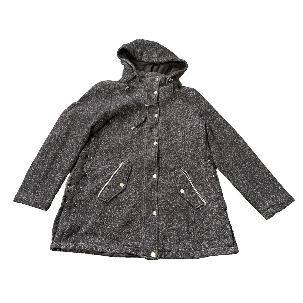 Intl Details Jacket Adult Large Hooded Black Snap Buttons Lined